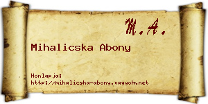 Mihalicska Abony névjegykártya